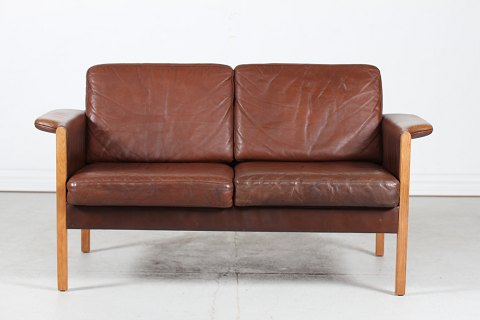 Danish Modern
Two seater sofa 
with dark cognac leather